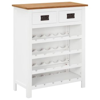 Mueble Botellero De Madera Maciza De Roble 72x32x90 Cm Marrón