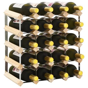 Botellero Para 20 Botellas De Madera Maciza De Pino Beige