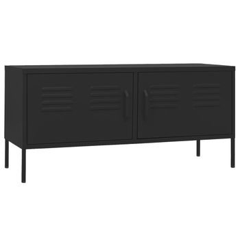 Mueble Para Tv De Acero Negro 105x35x50 Cm