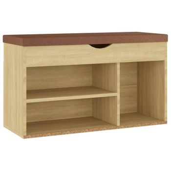 Banco Zapatero Con Cojín Madera Ingeniería Sonoma 80x30x47 Cm Marrón