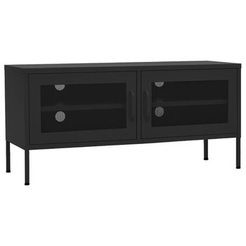 Mueble Para Tv De Acero Negro 105x35x50 Cm