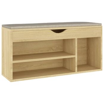 Banco Zapatero Con Cojín Madera Ingeniería Sonoma 104x30x49 Cm Marrón