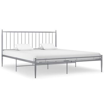 Estructura De Cama De Metal Gris 140x200 Cm