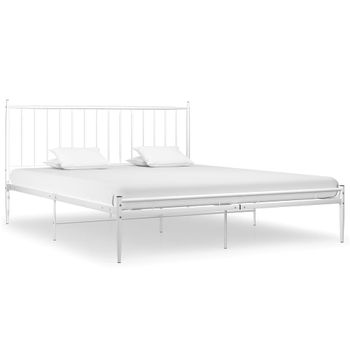 Estructura De Cama De Metal Blanco 140x200 Cm