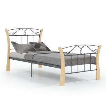 Estructura De Cama De Metal Negra 90x200 Cm