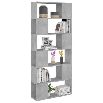 Librería Separador Contrachapada Gris Hormigón 80x24x186 Cm