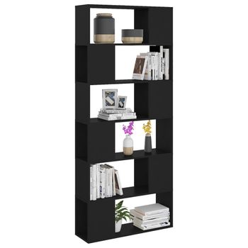 Librería Separador Madera Contrachapada Negro 80x24x186 Cm