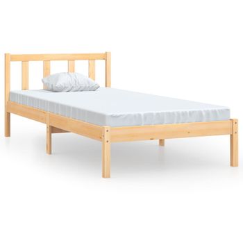 Estructura De Cama Madera Maciza De Pino 75x190 Cm Marrón