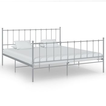 Estructura De Cama De Metal Gris 200x200 Cm