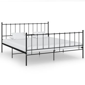 Estructura De Cama De Metal Negro 200x200 Cm