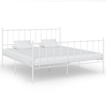 Estructura De Cama De Metal Blanco 140x200 Cm