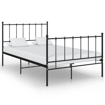 Estructura De Cama De Metal Negro 120x200 Cm