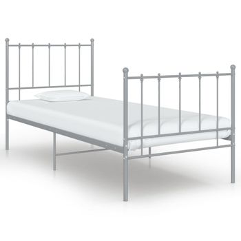 Estructura De Cama De Metal Gris 100x200 Cm