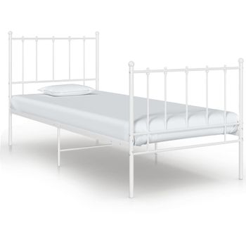 Estructura De Cama De Metal Blanco 100x200 Cm