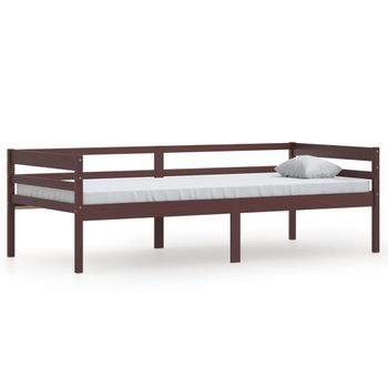 Estructura De Cama Madera Maciza Pino Marrón Oscuro 90x200 Cm