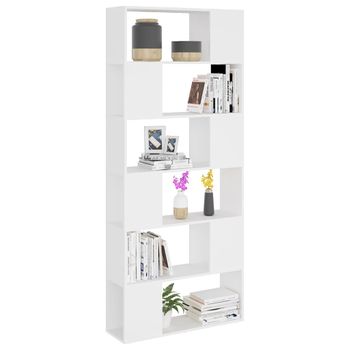 Librería Separador Madera Contrachapada Blanco 80x24x186 Cm