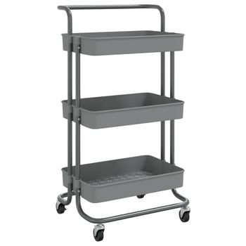 Carrito De Cocina 3 Niveles Hierro Y Abs Gris 42x35x85 Cm