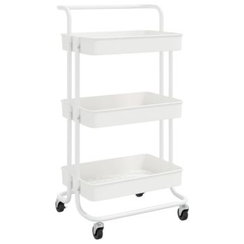 Carrito De Cocina 3 Niveles Hierro Y Abs Blanco 42x35x85 Cm