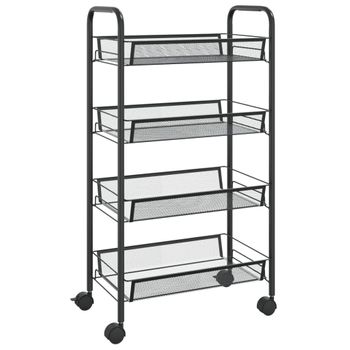 Carrito De Cocina 4 Niveles Hierro Negro 46x26x85 Cm