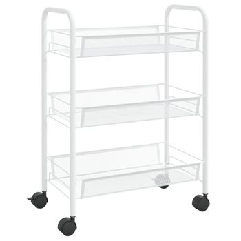 Carrito De Cocina 3 Niveles Hierro Blanco 46x26x64 Cm