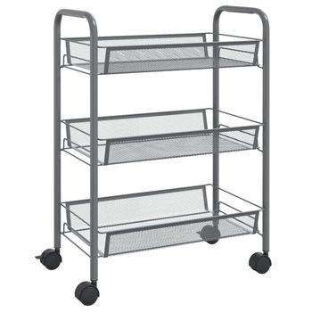 Carrito De Cocina 3 Niveles Hierro Gris 46x26x64 Cm