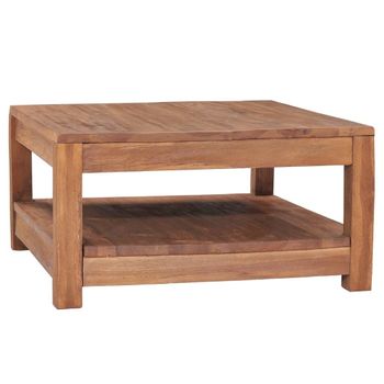 Mesa De Centro De Madera Maciza De Teca 68x67x35 Cm Marrón