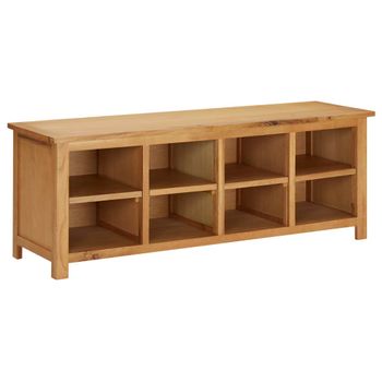 Mueble Zapatero De Madera Maciza De Roble 114x37x45 Cm