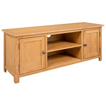 Mueble Para El Televisor Madera Maciza De Roble 110x35x44 Cm Marrón