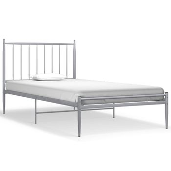 Estructura De Cama De Metal Gris 100x200 Cm