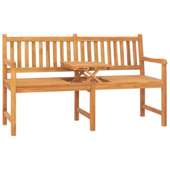 Banco De Jardín 3 Plazas Con Mesa Madera Teca Maciza 150 Cm Marrón