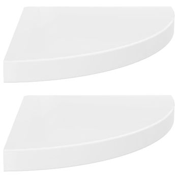 Estante Flotante De Pared 2 Uds Mdf Blanco Brillo 35x35x3,8 Cm