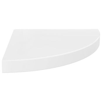 Estante Flotante De Esquina Mdf Blanco Brillo 35x35x3,8 Cm