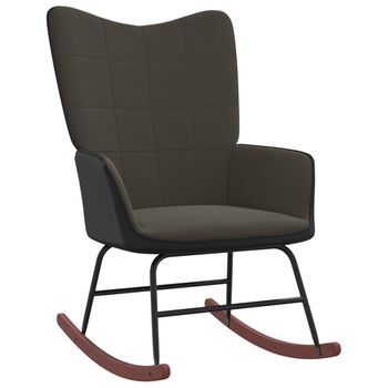 Silla Mecedora De Terciopelo Y Pvc Gris Oscuro