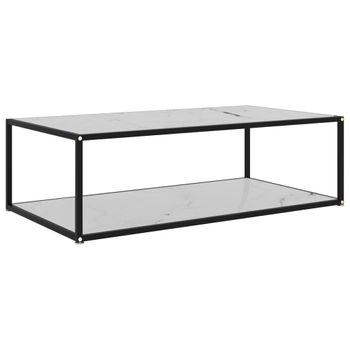 Mesa De Centro Vidrio Templado Blanco 120x60x35 Cm