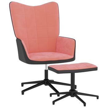 Silla De Relajación Con Reposapiés Terciopelo Y Pvc Rosa