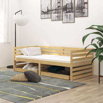 Sofá Cama Con Cajones Madera De Pino Maciza 90x200 Cm