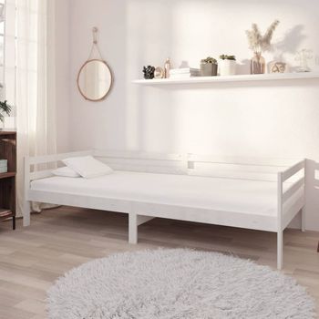 Sofá Cama Con Cajones Madera De Pino Maciza Blanco 90x200 Cm