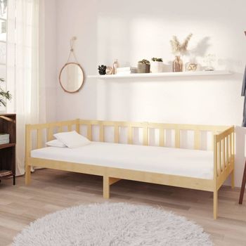 Sofá Cama Con Colchón Madera De Pino Maciza 90x200 Cm