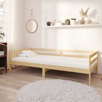 Sofá Cama Con Colchón Madera De Pino Maciza 90x200 Cm