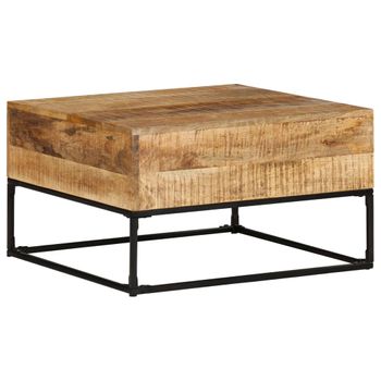 Mesa De Centro Madera De Mango Rugosa 68x68x41 Cm Marrón