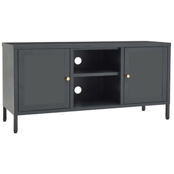 Mueble Para El Televisor Acero Y Vidrio Gris Antracita 105x35x52 Cm