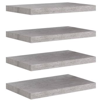 Estantes Flotantes Pared 4 Uds Mdf Gris Hormigón 50x23x3,8 Cm