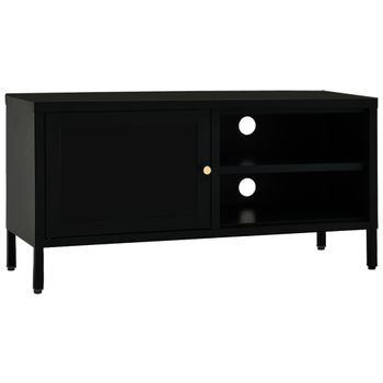 Mueble Para El Televisor Acero Y Vidrio Negro 90x30x44 Cm