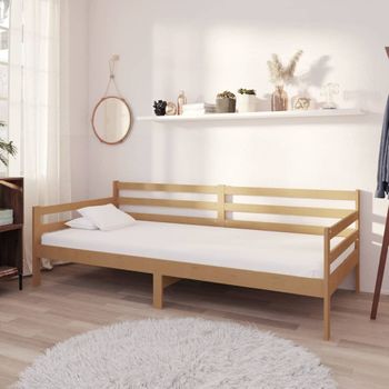 Sofá Cama Madera Maciza De Pino Marrón Miel 90x200 Cm