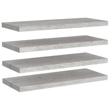 Estantes Flotantes Pared 4 Uds Mdf Gris Hormigón 80x23,5x3,8 Cm