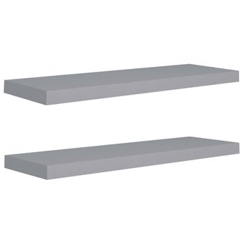 Estantes Flotantes De Pared 2 Uds Mdf Gris 80x23,5x3,8 Cm