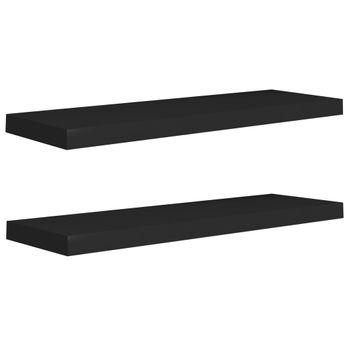 Estantes Flotantes De Pared 2 Uds Mdf Negro 80x23,5x3,8 Cm