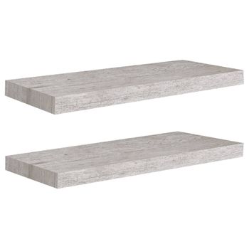 Estantes Flotantes Pared 2 Uds Mdf Gris Hormigón 60x23,5x3,8 Cm