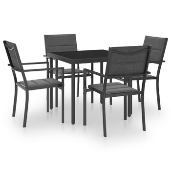 Juego De Comedor Para Jardín 5 Piezas Acero Negro