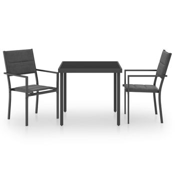 Juego De Comedor Para Jardín 3 Piezas Acero Negro